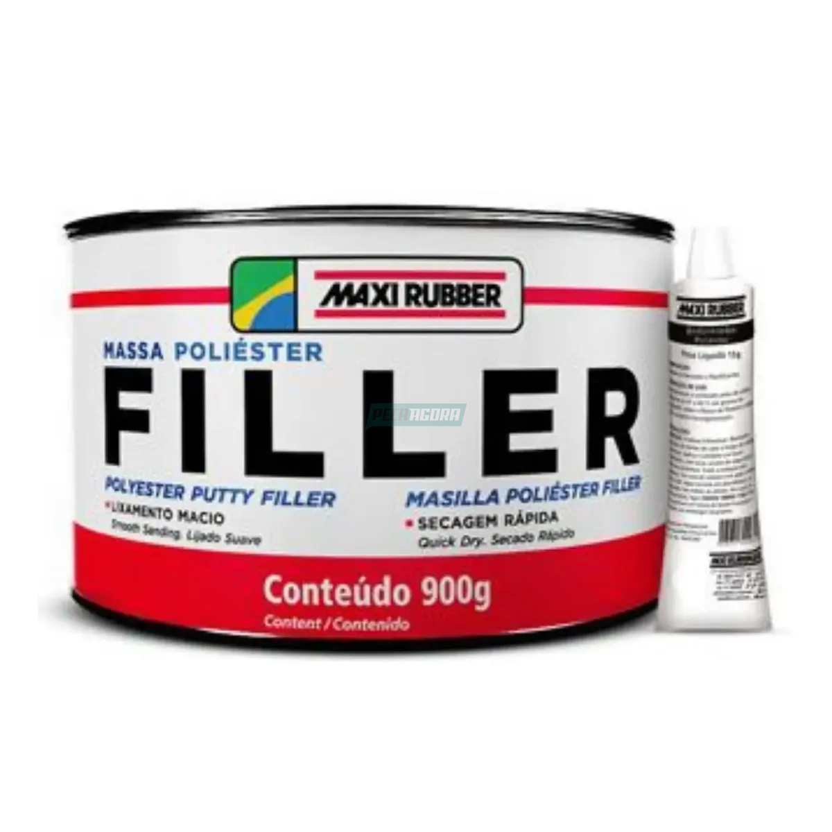 MASSA POLIESTER FILLER MAXI RUBBER 900 GR COM CATALISADOR (1MG030)