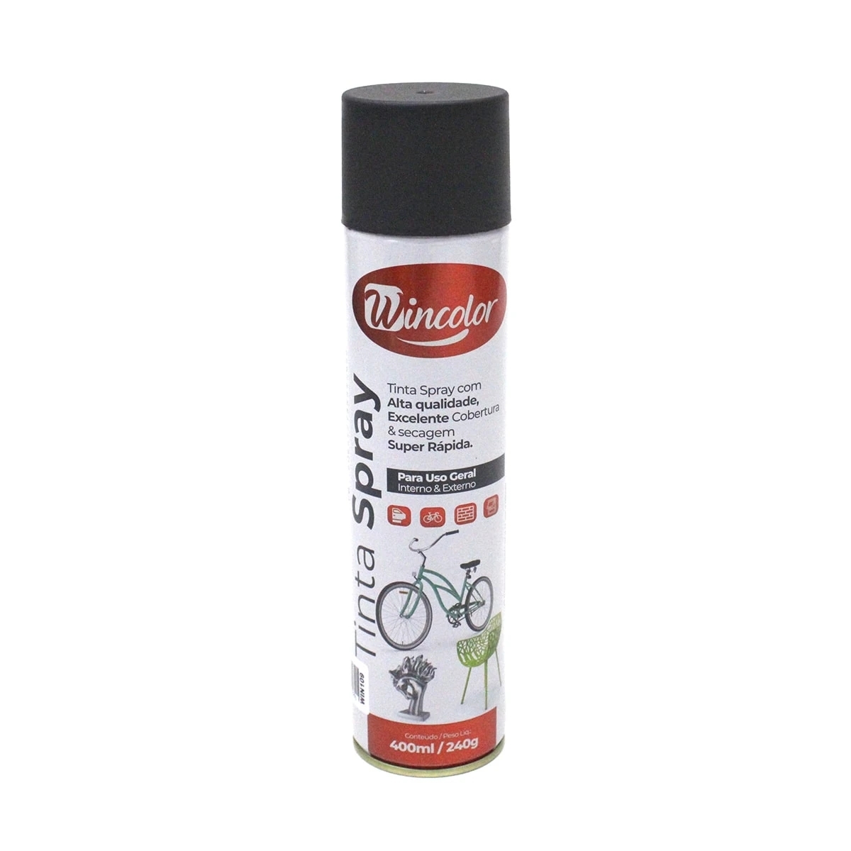 TINTA SPRAY WINCOLOR PRETO FOSCO 400ML (048242)