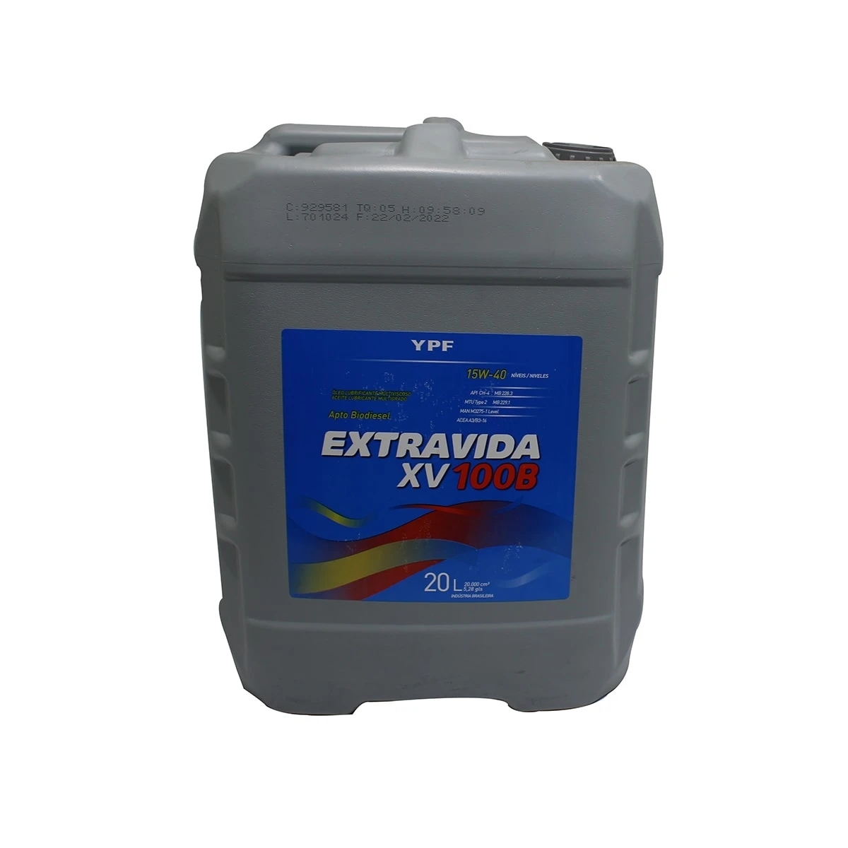 OLEO MOTOR 15W40 CH4 YPF EXTRAVIDA XV100B 20L (929596-175020-222999-929581)