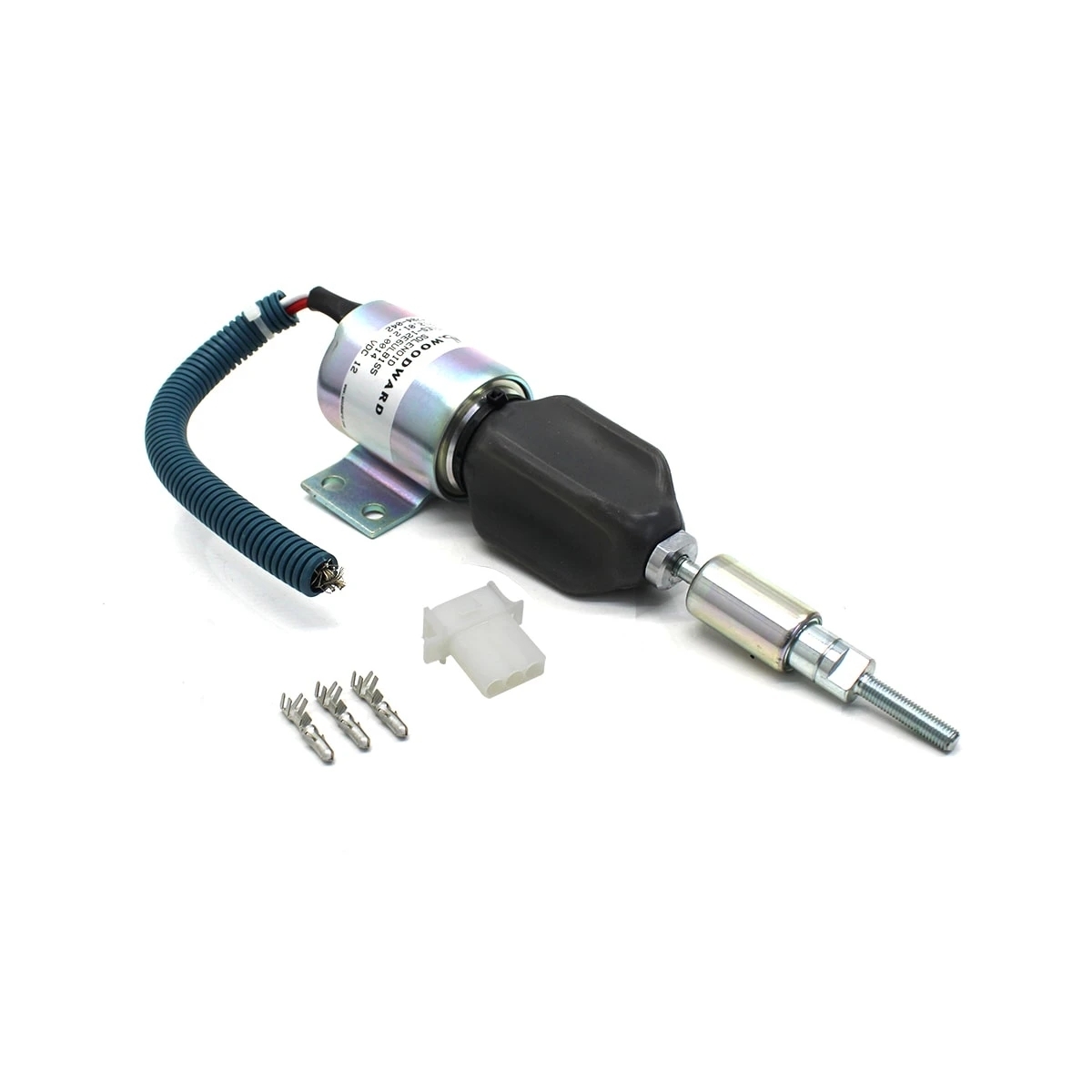 VALVULA SOLENOIDE 12V PARADA MOTOR VW MOTOR MWM X10 (COM CONECTOR E TERMINAL) (2
