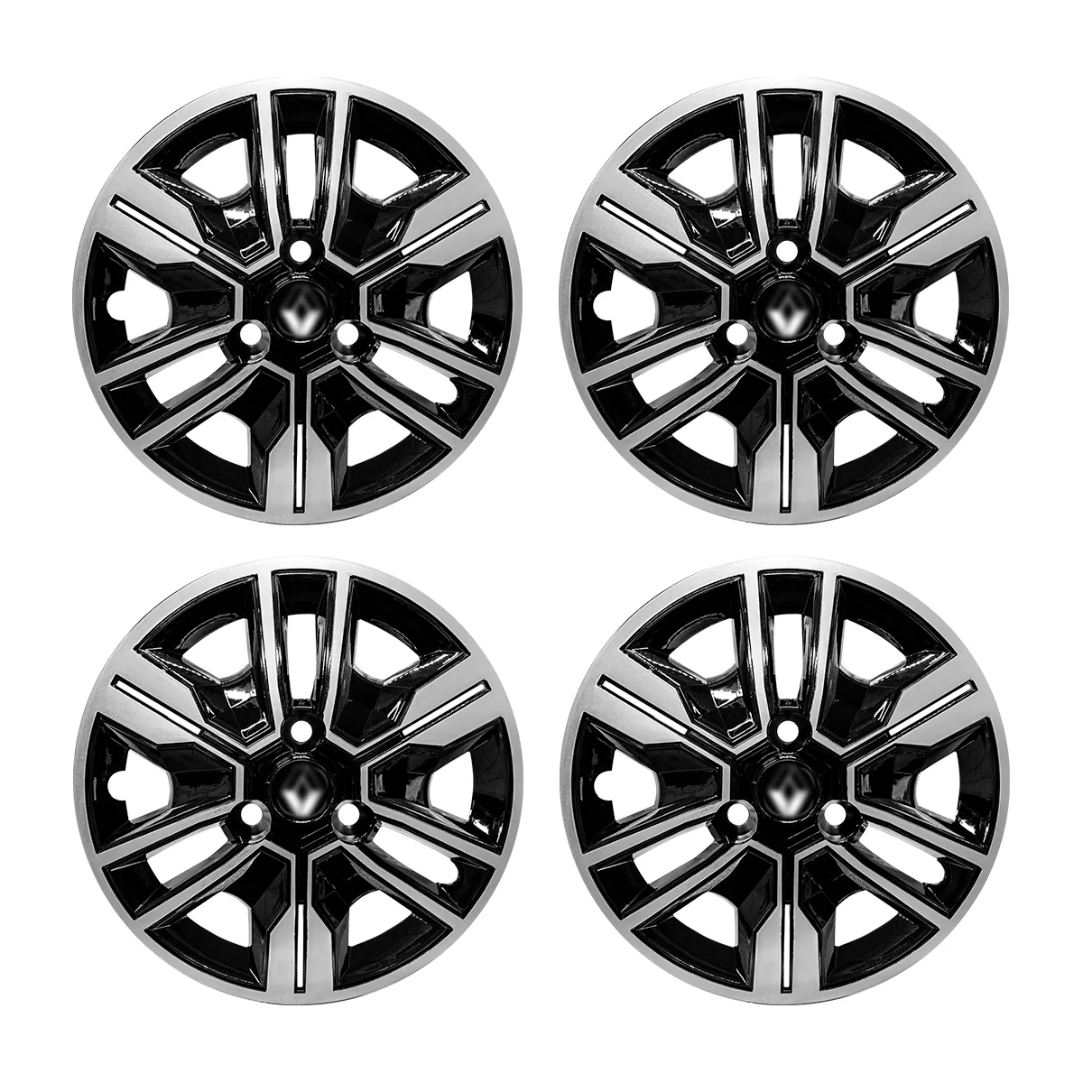 JOGO CALOTA ARO 14 RENAULT KWID OUTSIDER 2023 PRETO PRATA (KWIDJG2023)