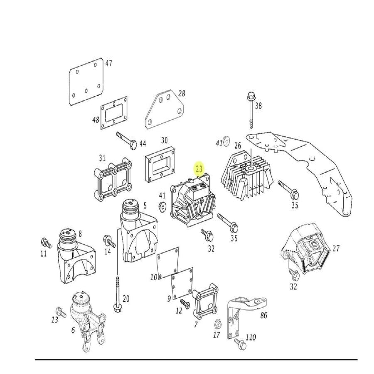 COXIM TRASEIRO DO MOTOR OM906LA OM924LA OM926LA MERCEDES-BENZ ACTROS 2546 LS 202