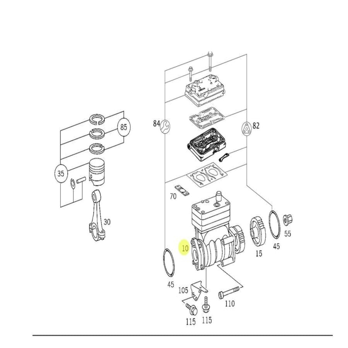 COMPRESSOR DE AR MOTOR OM906 OM926 OM902 MERCEDES-BENZ ATEGO 1719 2022 | DISTÂN
