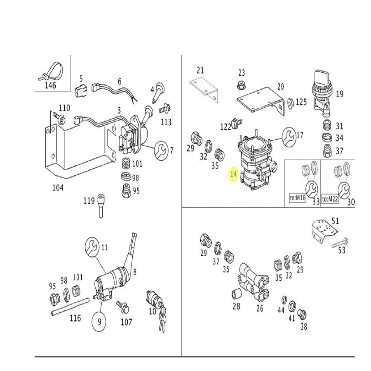VALVULA DE CONTROLE DE AR REBOQUE ATEGO ATRON AXOR MERCEDES-BENZ ATEGO 1719 2018