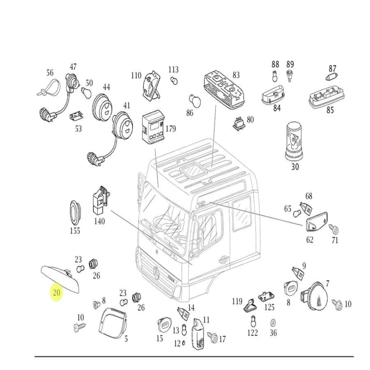 LANTERNA PISCA DIANTEIRA LADO ESQUERDO MERCEDES-BENZ ACCELO 1017 2023 | TODAS AS
