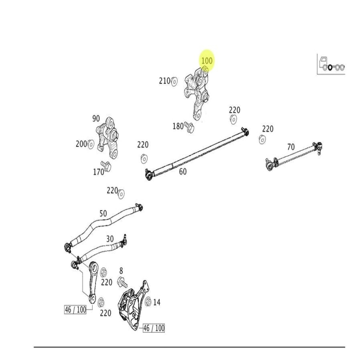 SUPORTE INTERMEDIARIO DA DIRECAO 2º EIXO ATEGO 3026 3030 MERCEDES-BENZ ATEGO 30