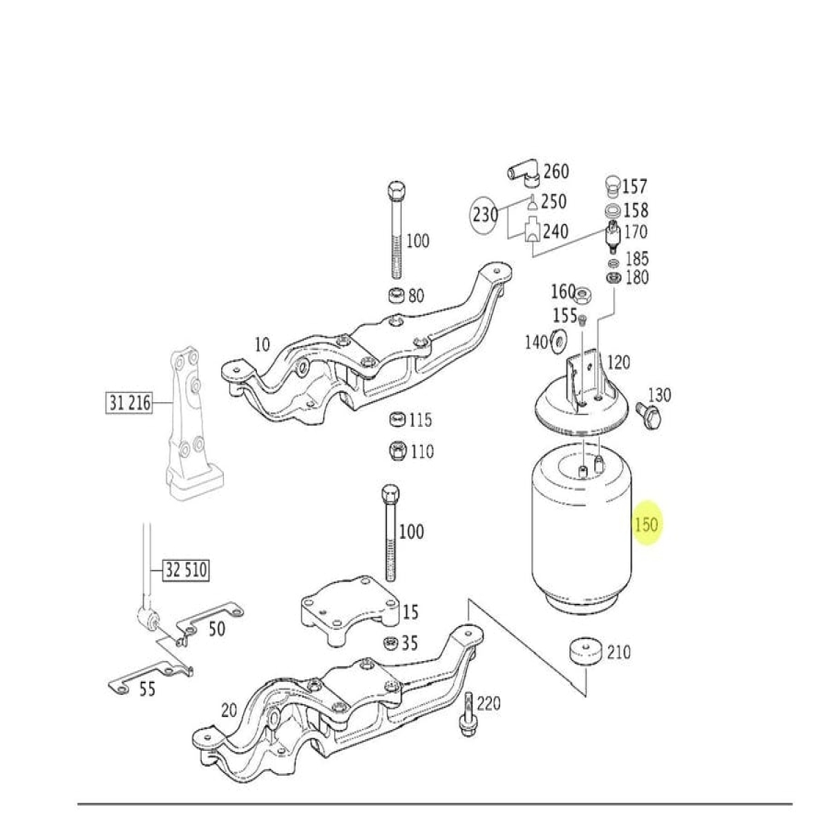 MOLA PNEUMATICA SUSPENSAO AXOR ACTROS MERCEDES-BENZ ACTROS 2546 LS 2020 | DISTÂ