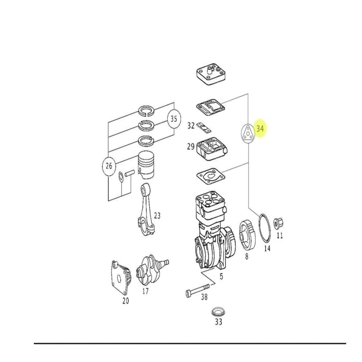 JOGO DE REPARO DO COMPRESSOR DE AR MERCEDES-BENZ 1620 LK 2005 | TODAS AS VERSOES