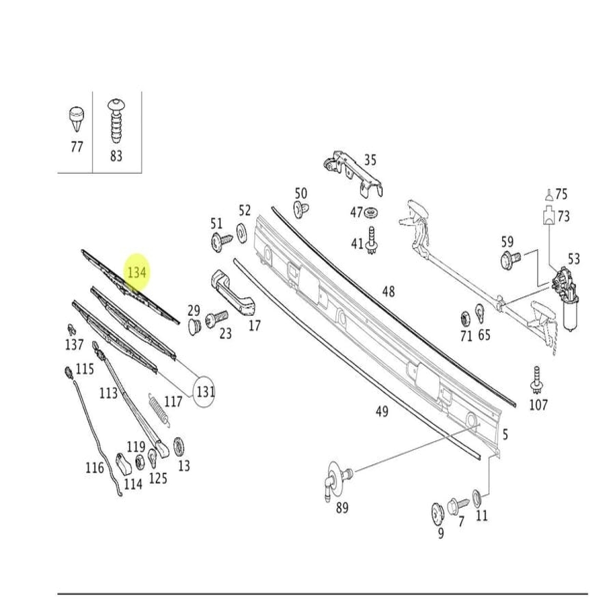 PALHETA DO LIMPADOR DE PARA MERCEDES-BENZ ACTROS 2045 LS 2020 | MODELO: 36 - MER