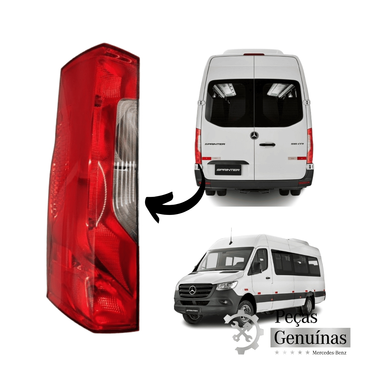 LANTERNA TRASEIRA LADO DO MOTORISTA MB SPRINTER 315 / 417 / 517 2023 A 2025 (910