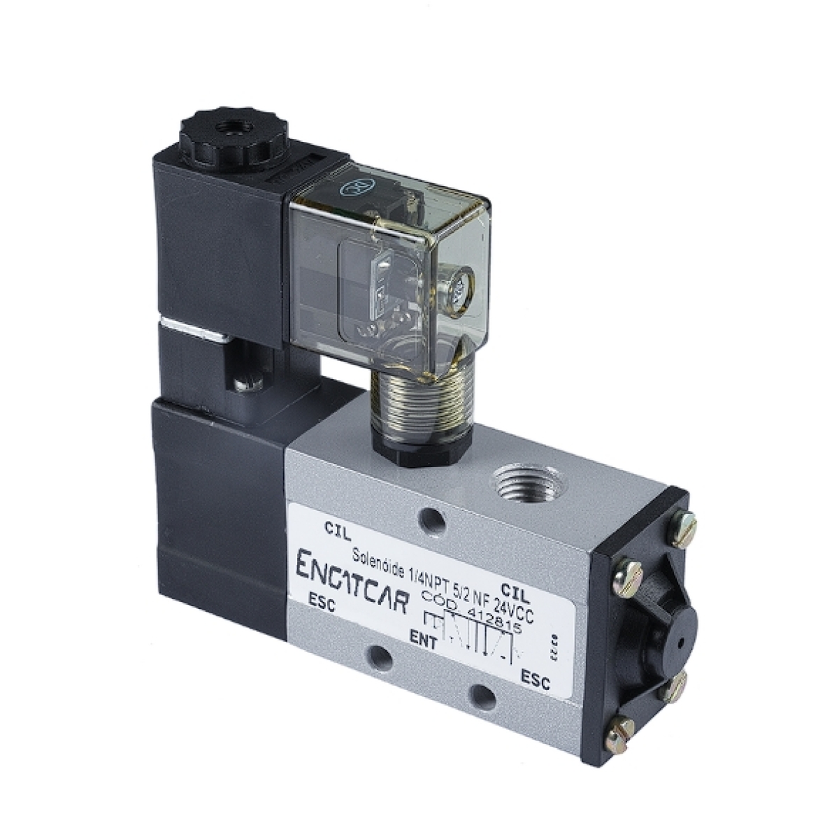 VALVULA SOLENOIDE 5/2 VIAS NF PORTICOS 1/4 POL NPT 24V SEMIRREBOQUES ONIBUS CAVA