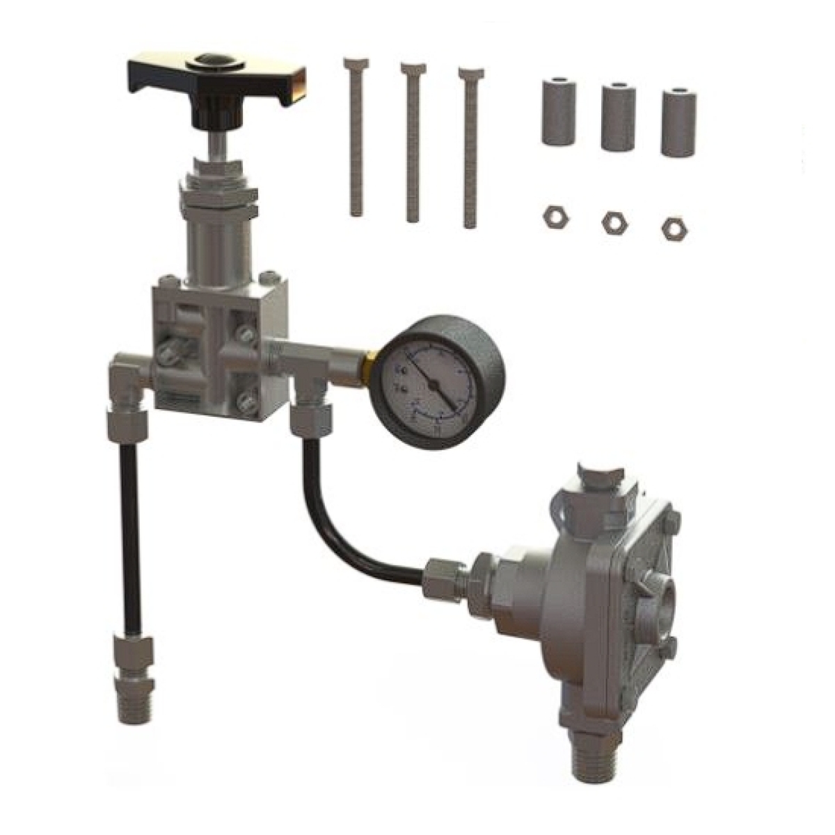 KIT INSTALACAO SUSPENSOR PNEUMATICO TUBO 1/4 TRUCK 3 ESTAGIOS MANOMETRO DSR (KIT
