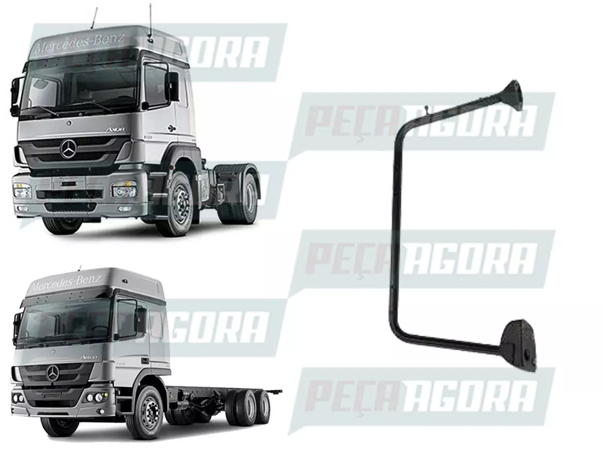 SUPORTE ESPELHO RETROVISOR ESQUERDO COM AUXILIAR MB AXOR ATEGO MERCEDES BENZ LE 