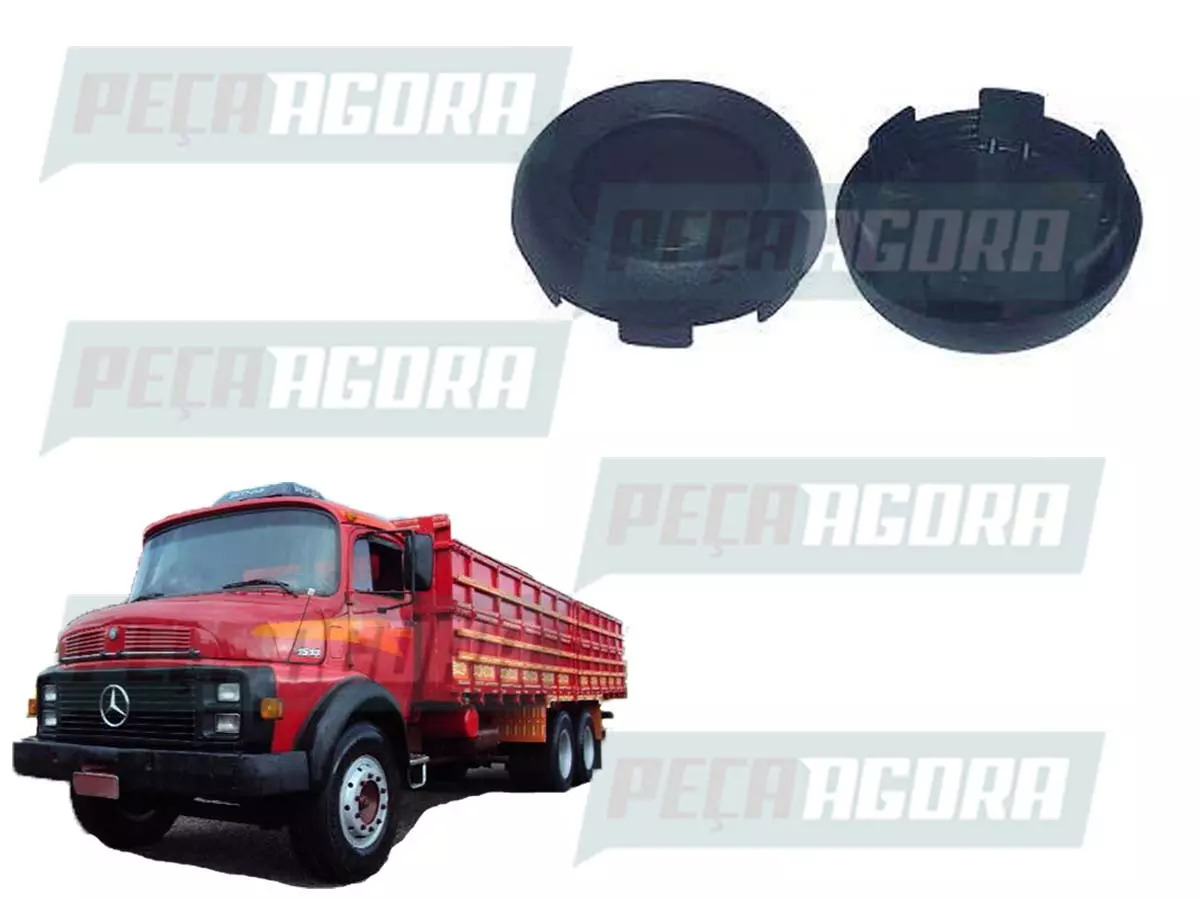 CAIXA 2 TAMPA VOLANTE DIRECAO C EMBLEMA MB L 1313 1513 2013 - PRETA MERCEDES BEN