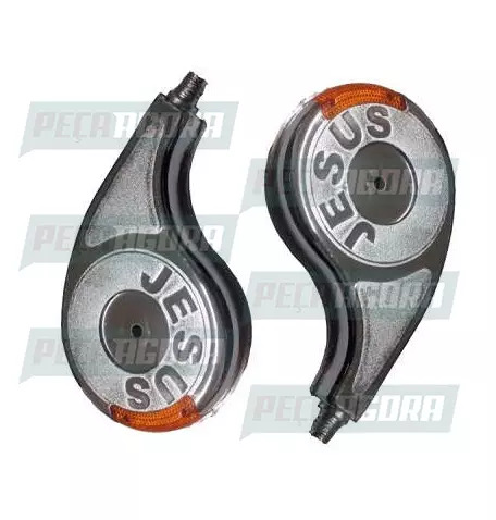 PAR CALOTINHA CROMADA PLASTICA GOTA JESUS COM ACRILICO LARANJA RODOAR (NF 203)