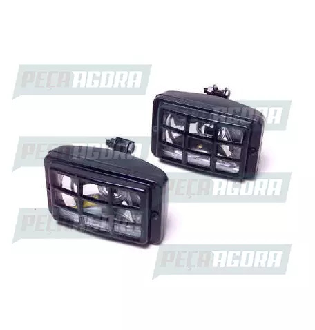 PAR FAROL MILHA RETANGULAR COM GRADE PRETO 156X94MM 706G FORT LUZ (242080)