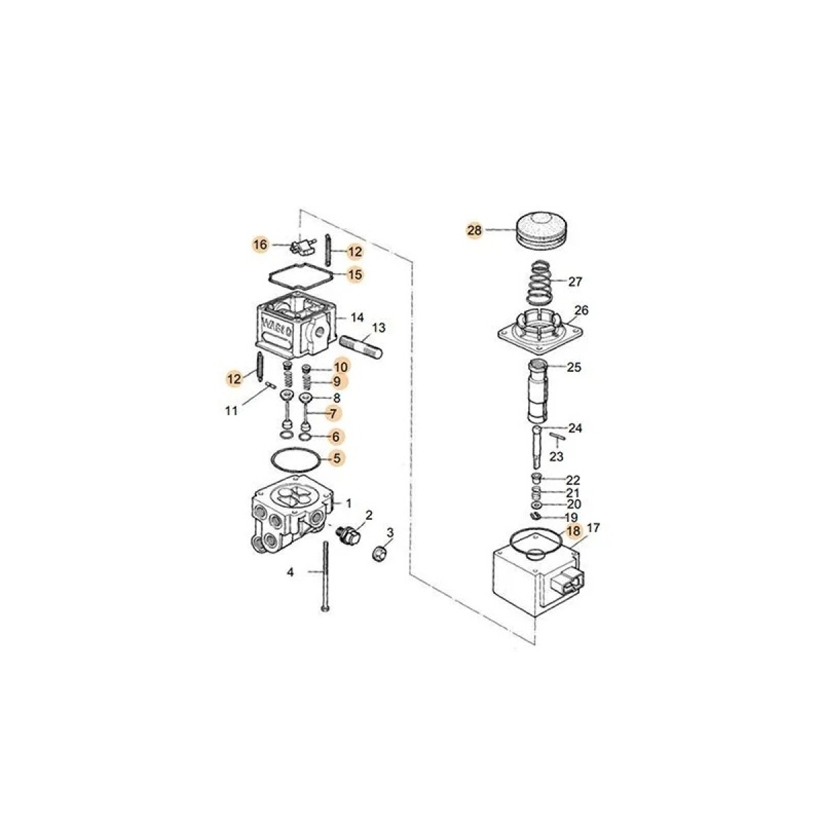REPARO VALVULA SOLENOIDE 24VOLTS MB 0.370/371 C/PORTA PANTOGRAFICA (APARTIR 1987