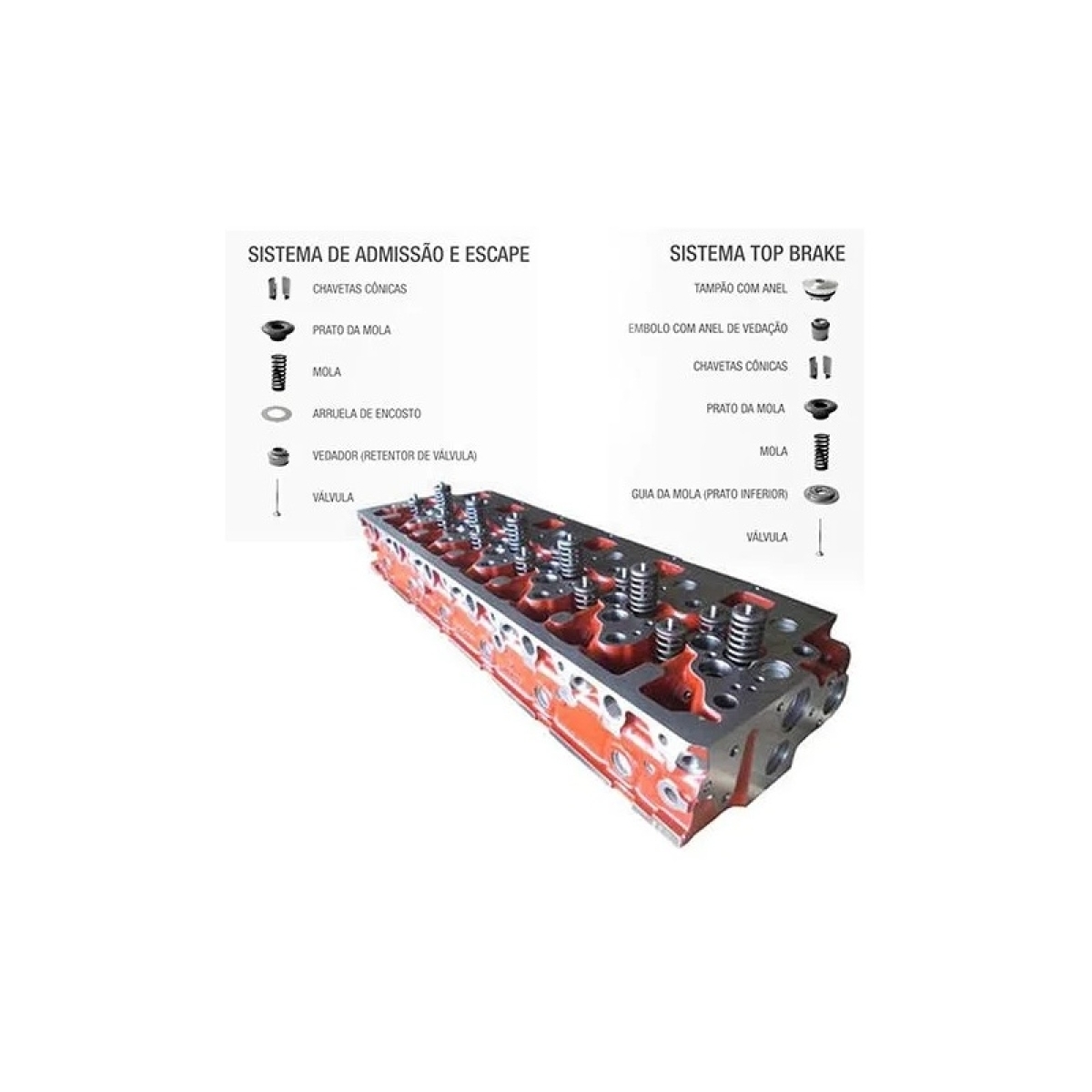 CABECOTE MOTOR 6 CIL MONTADO 36 GRAUS MB OM906/926 (MONTADO C/VALV+GUIA+SEDE+VAL