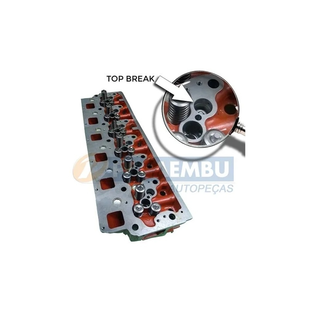 CABECOTE MOTOR 6 CIL MONTADO 45 GRAUS MB OM906/926 (S/ÊMBOLO+TAMPAO TOP-BRAKE) 