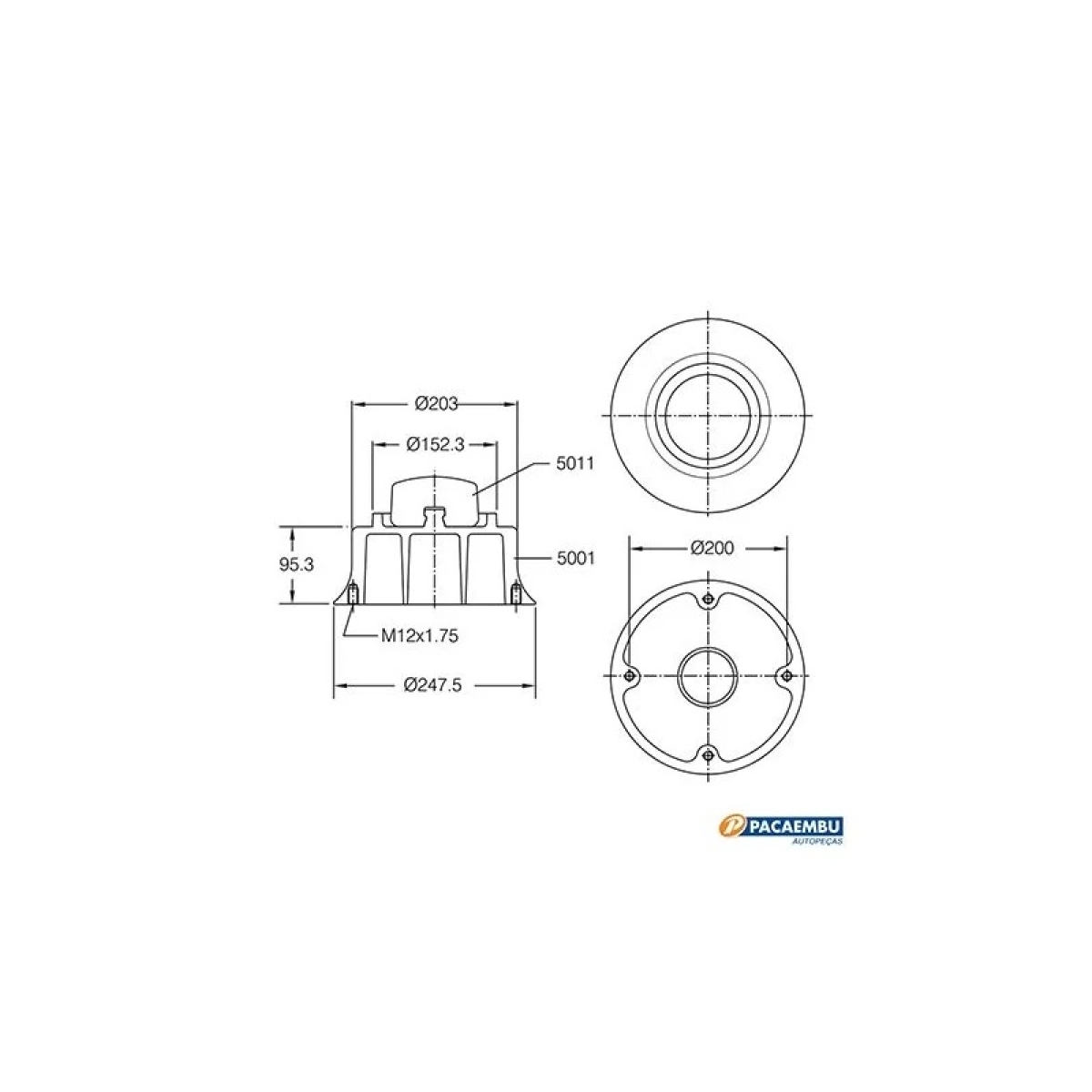 BASE SUSPENSAO AR DIANT C/BATENTE K112/BR116 (520244B-5008)