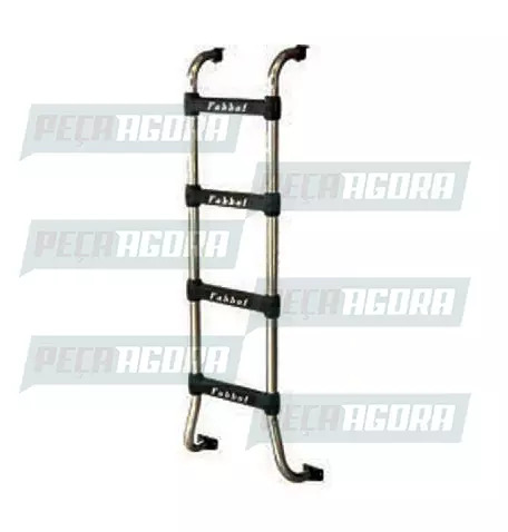 ESCADA TRASEIRA CROMADA PARA SCANIA/HPN FIXACAO INFORD ABERTA 4 DEGRAUS FABBOF (