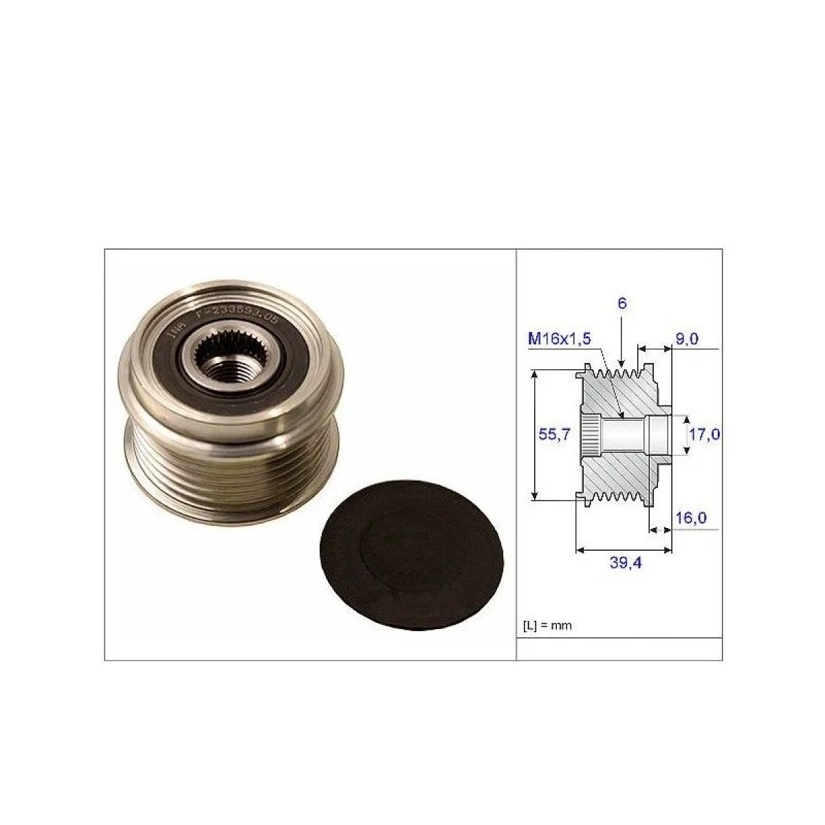 ROLAMENTO POLIA LIVRE ALTERN (17X55X39) GM MOTOR MWM 2.8L BLAZER/ S10/ SPRINTER 