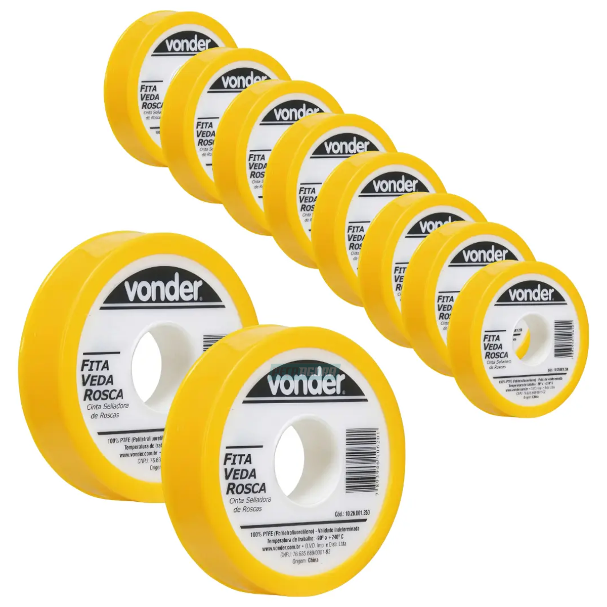 KIT 10 FITA VEDA ROSCA TORNEIRA 18MMX25M VONDER (CX.026001825**10)