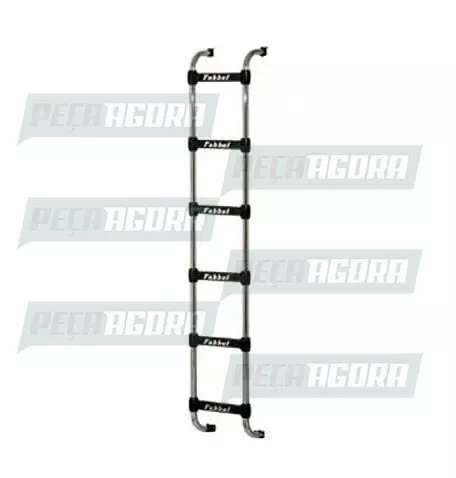 ESCADA TRASEIRA CROMADA VOLVO FH/NH CABINE ALTA 6 DEGRAUS FABBOF (103053)