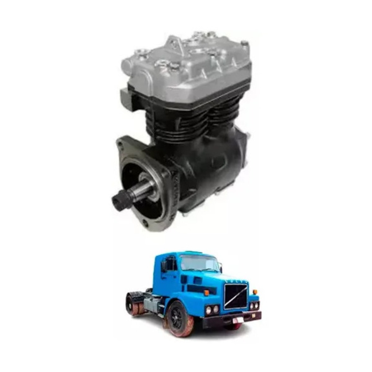 COMPRESSOR AR REGULADO VOLVO N10 N12 B10 B10M B12 FM10 B58 2 CILINDROS (8150407)