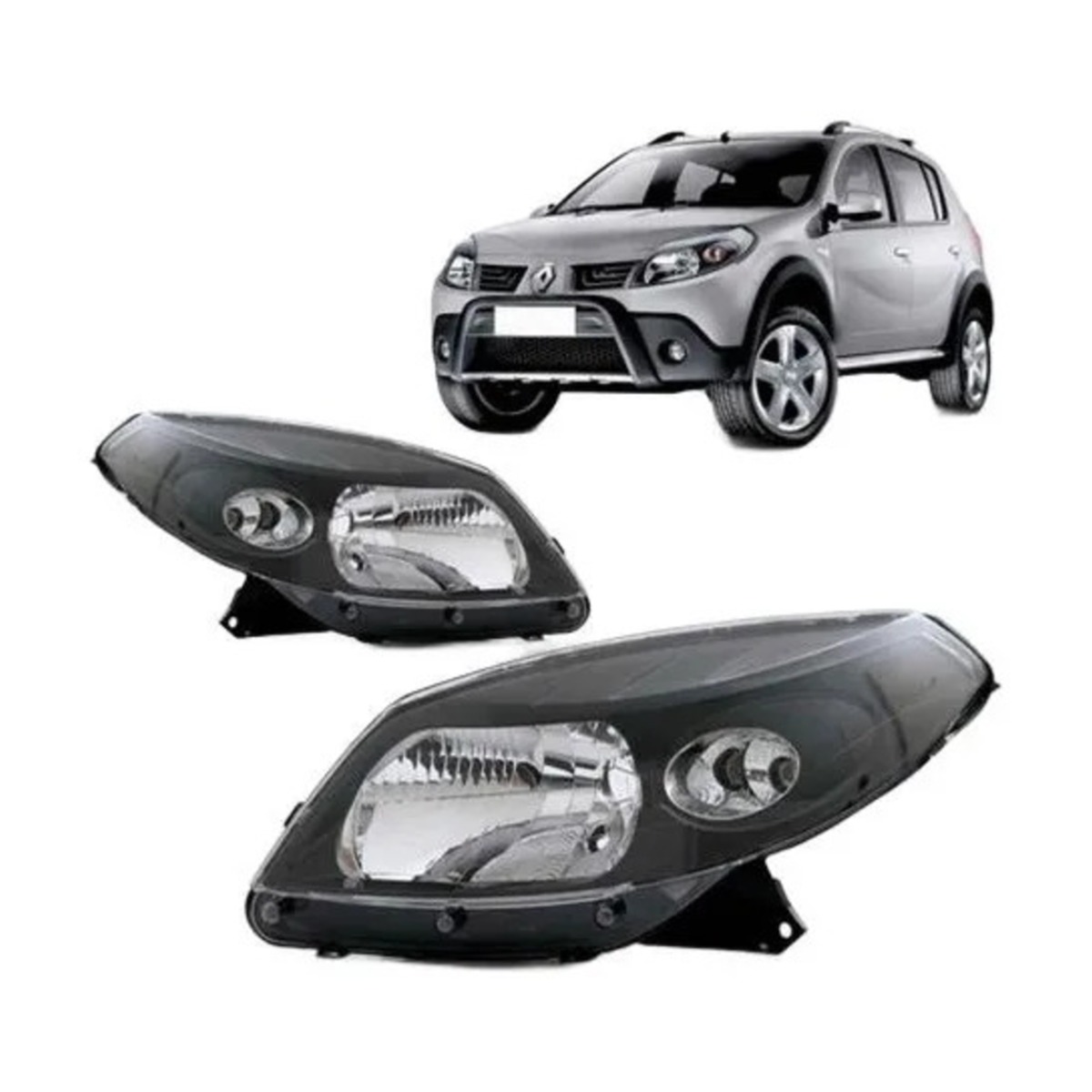 PAR FAROL SANDERO 2008 A 2011 ESQUERDO | DIREITO (K.RF16211-RF16212)