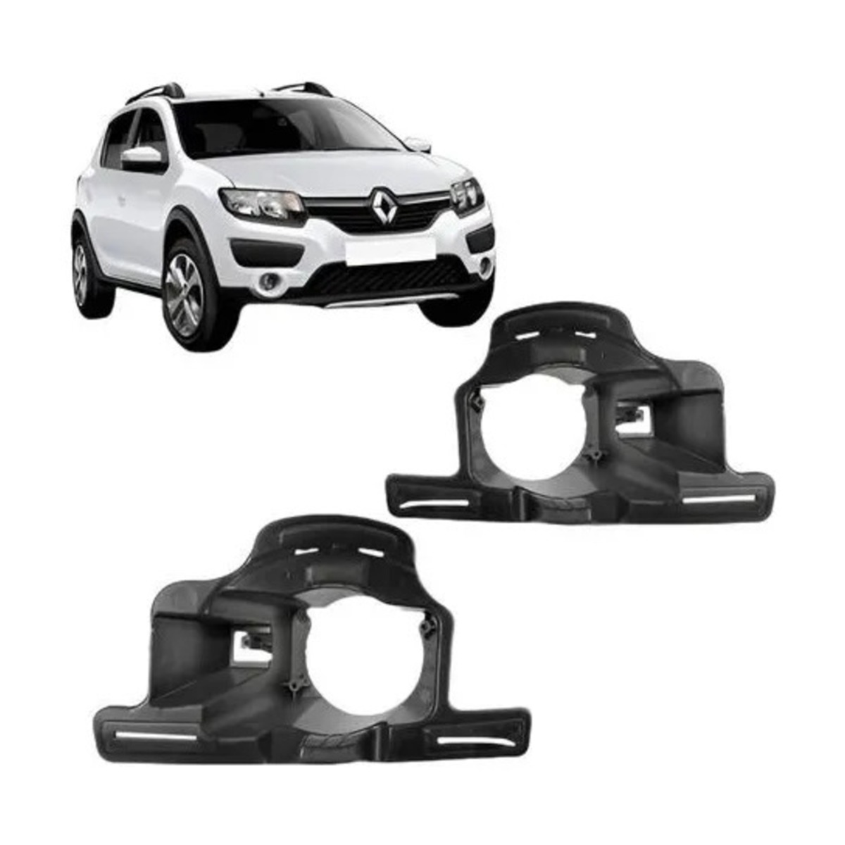 PAR SUPORTE FAROL MILHA AUXILIAR SANDERO STEPWAY 2015 A 2019 ESQUERDO | DIREITO 