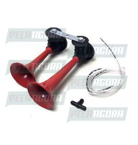 BUZINA A AR PLASTICA 02 CORNETAS VERM.TIPO ITALIANA NACIONAL (036023)