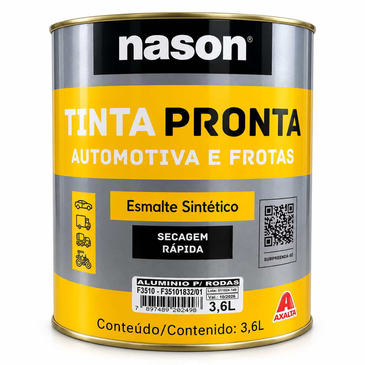 TINTA ALUMINIO ALTA TEMPERATURA ACRILICO 3600ML AXALTA (2901234567896)