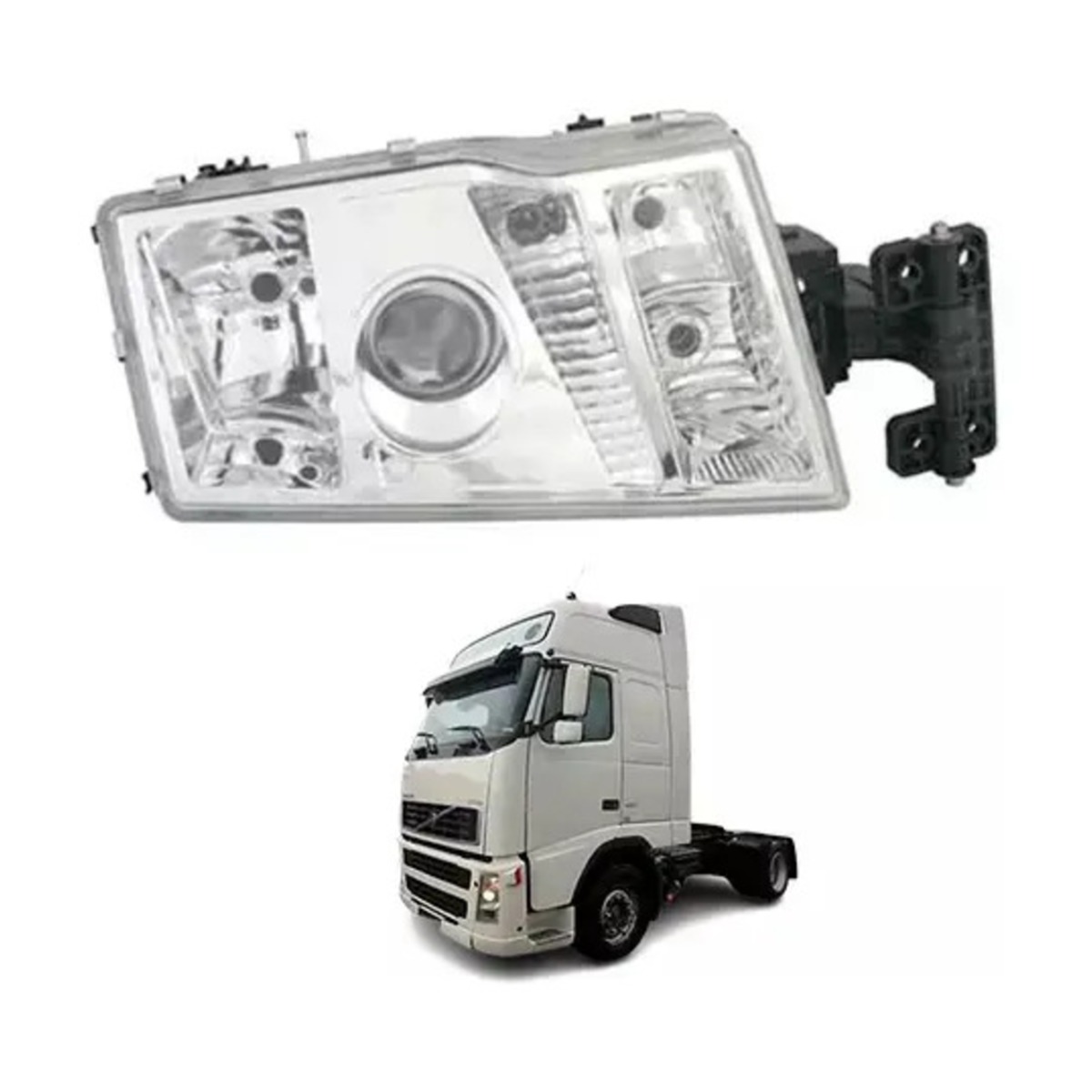 FAROL PRINCIPAL ESQUERDO VOLVO FH FM 2004 A 2008 CONECTOR REDONDO (20360898-2086