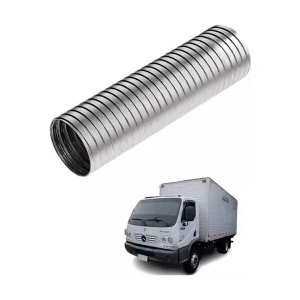 TUBO FLEXIVEL INOX 3POL X 280MM MB ACCELO 715 ATE 2011 915 ATEGO 1515 1418 1518 
