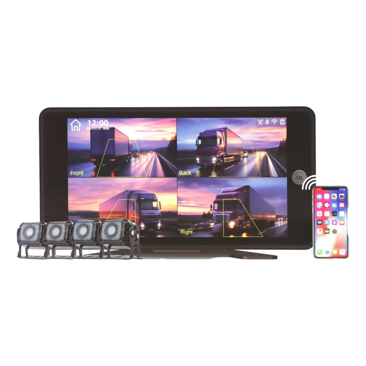 KIT TELA 10 DVR GRAVA 4 CAMERA 12 24V ONIBUS HD UNIVERSAL (989545040)