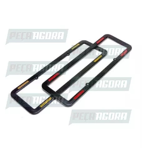 PAR ARO DE PLACA DIANTEIRA/TRASEIRA PLASTICA PRETO COM REFLETIVO OLHO DE GATO (0