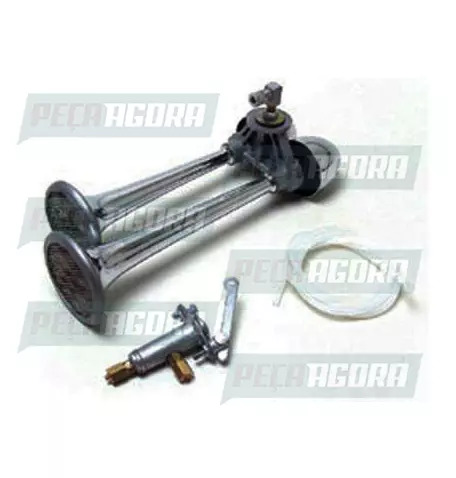 BUZINA A AR PLASTICA 02 CORNETAS TRADICIONAL CROMADA (036031)