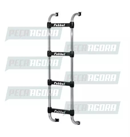 ESCADA TRASEIRA CROMADA PARA SCANIA 114/124/G/R 2008 A 2014 4 DEGRAUS FABBOF (10