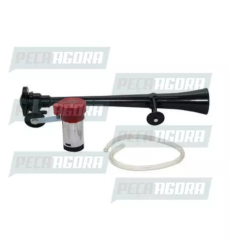 BUZINA ELETROPNEUMATICA PRETA 12V 01 CORNETAS COM COMPR/MANGUE (454672)