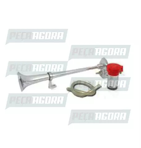 BUZINA A AR METAL 01 CORNETA CROMADA  COM COMPRESSOR 12V ELETROPNEUMATICA (44344