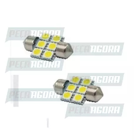 PAR LAMPADA IMPORTADA LED TORPEDO 12V 06 LEDS 31MM BRANCA 5050 (458465)
