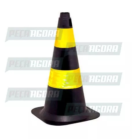 CONE SEGURANCA 50CM RIGIDO PRETO COM FAIXA REFLETIVA (452609)
