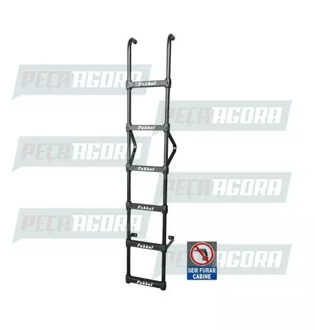 ESCADA TRASEIRA PRETA DAF CF85 LONGA CABINE ALTA 6 DEGRAUS SEM FURAR FABBOF (455