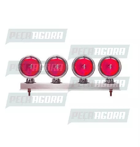 LANTERNA TRASEIRA 04 LENTES BOJUDA ALTA COM SUPORTE PLASTICO CROMADO - VM (45324