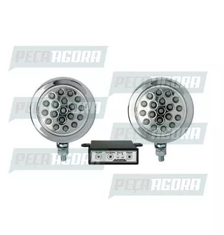 FAROL POLI REDONDO ESTROBO 19 LEDS CROMADO 24V AZUL (421021)
