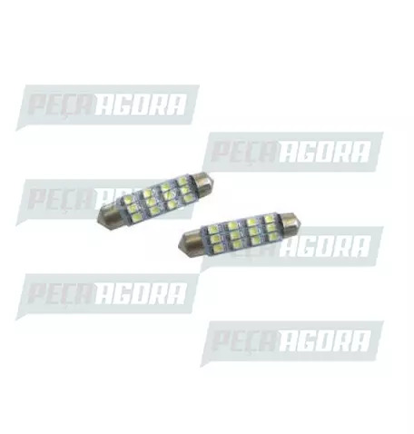 LAMPADA IMPORTADA LED TORPEDO 12V 12 LEDS 44MM BRANCA (PAR) (454920)