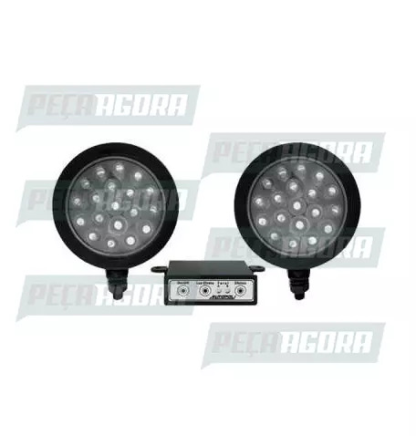 PAR FAROL POLI REDONDO ESTROBO 19 LEDS PRETO 24V AZUL (421016)