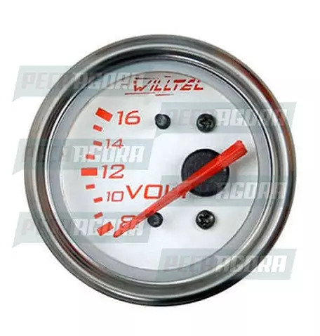 RELOGIO UNIVERSAL VOLTIMETRO TRANSLUCIDO 08-16 12V 52MM VERM/BRANCO (450464)