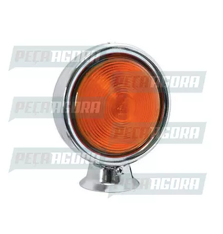 LANTERNA CROMADA BOJUDA LED 24V AMARELA LENTE BAIXA (3 MARIAS/FOGUINHO/COQUINHO)
